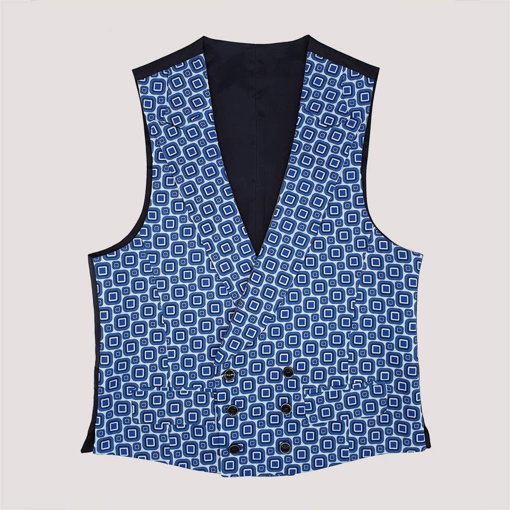 Reversible Gray Plaid/Retro Blue Ceremony Vest