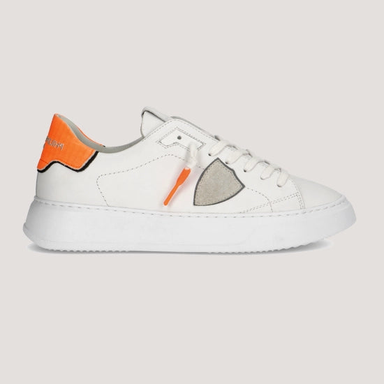 Zapatilla baja Temple Philippe Model - BTLU VLT4 Blanca y Naranja