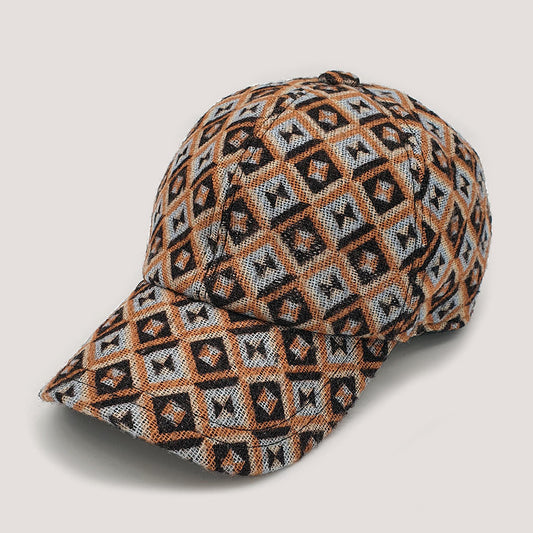 Gorra lana estampada en naranja y gris