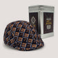 Printed Brown and Navy Blue"Paper Boy"Beret