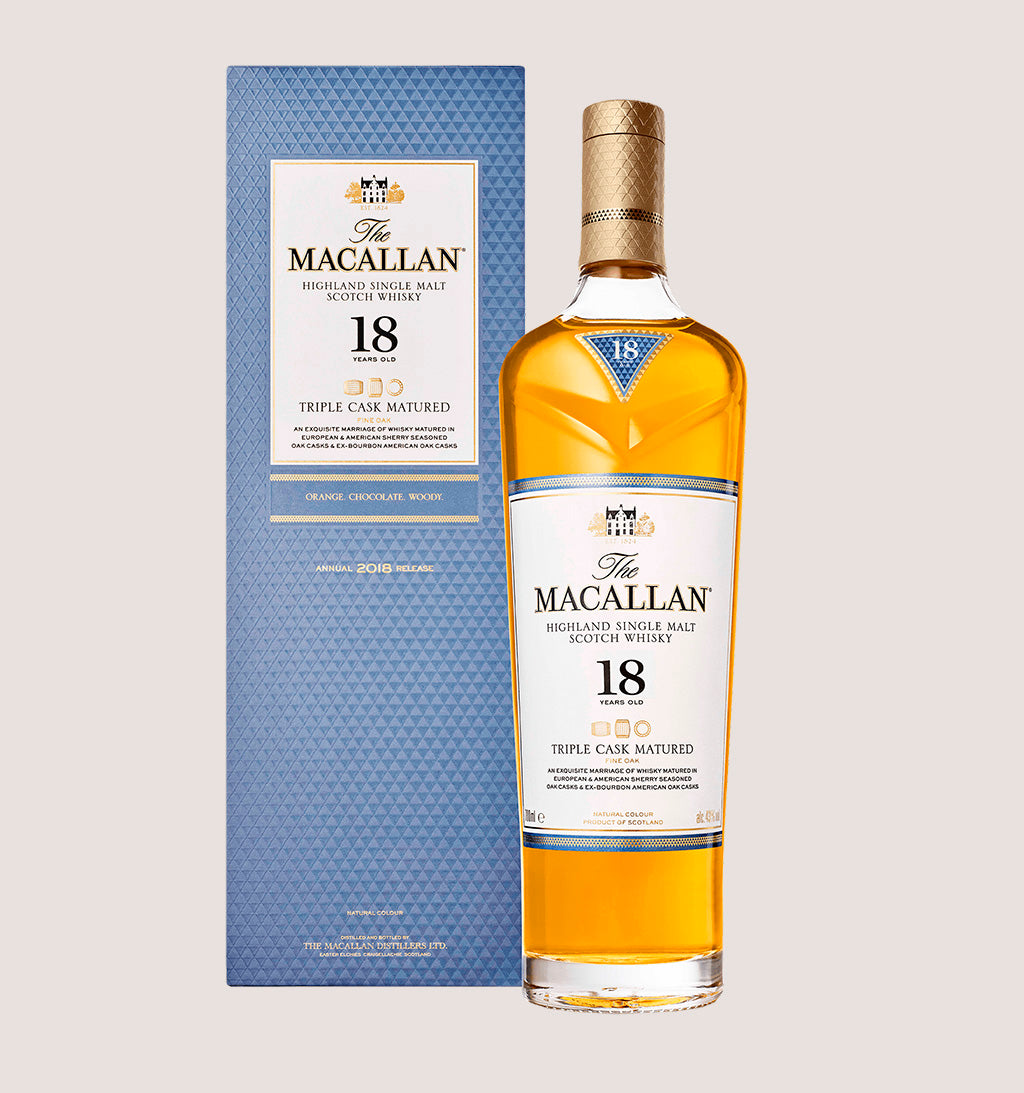 Botella de whisky Macallan Triple Cask 18 años de 700ml